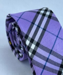 Alternative view of Gravata Slim Lilás Xadrez