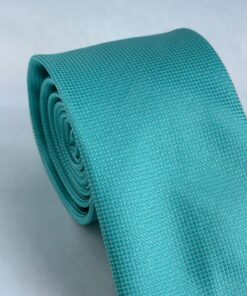 Alternative view of Gravata Slim Azul Tiffany Trabalhada