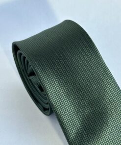 Alternative view of Gravata Slim Verde Musgo Trabalhada