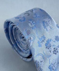 Alternative view of Gravata Slim Premium Floral Azul Bebê