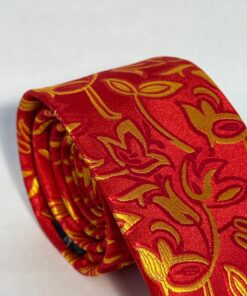 Alternative view of Gravata Slim Premium Vermelha Ramos Dourado