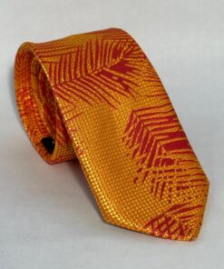 Gravata Slim Premium Dourada com Vermelho