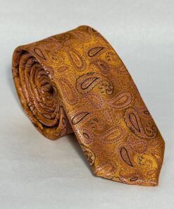 Gravata Slim premium Laranja Cachemir