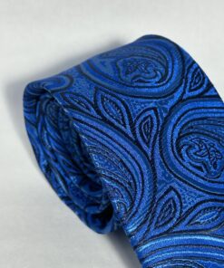 Alternative view of Gravata Slim Premium Azul Cobalto Paisley