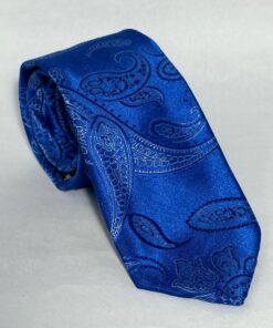 Gravata Slim Premium Azul Royal Cachemir