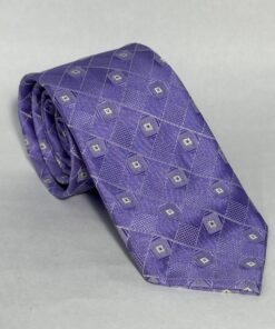Gravata Slim Premium Lilás Quadriculada
