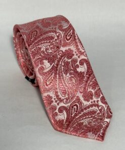 Gravata Slim Premium Rosa Paisley