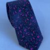 Gravata Slim Premium Azul Marinho Floral