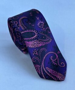 Gravata Slim Premium Roxa Cachemir