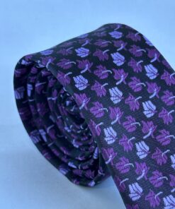 Alternative view of Gravata Slim Premium Roxa Folha Bordo