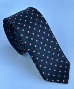 Gravata Slim Premium Preta e Rose