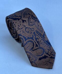 Gravata Slim Premium Marrom Paisley