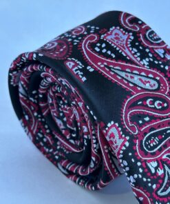 Alternative view of Gravata Slim Premium Preta com Vermelho Castor