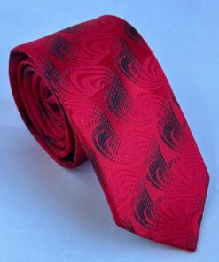 Gravata Slim Premium Vermelha detalhe preto