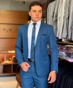 Costume Microfibra Gabardine Azul Petróleo