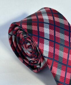Alternative view of Gravata Slim Premium De Luxo Vermelha Xadrez