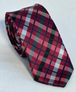 Gravata Slim Premium De Luxo Vermelha Xadrez