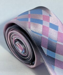 Alternative view of Gravata Slim Premium de Luxo Xadrez Rosa