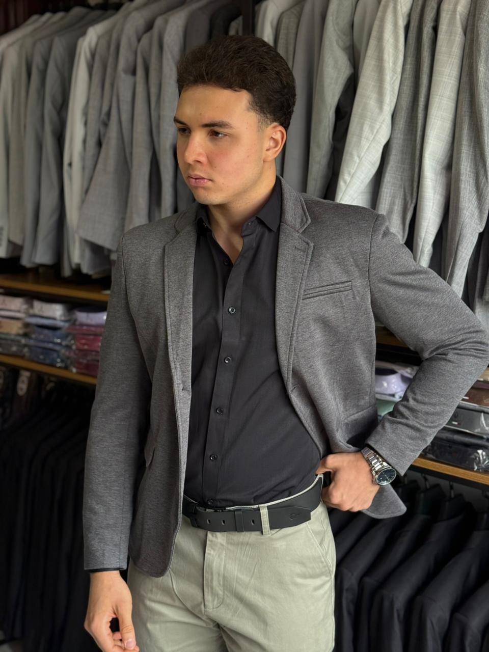 Blazer Grafite Masculino de Malha