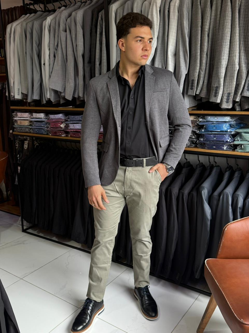 Blazer Grafite Masculino de Malha - Imagem 3
