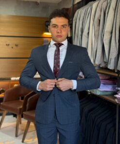 Costume Microfibra Premium Azul Calça c/ Regulagem - Príncipe de Gales